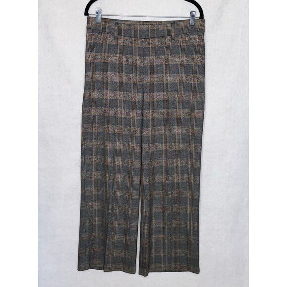 Express Editor Women's Metallic Plaid Trouser Pants Gray Brown Gold Size 8 - Picture 4 of 13